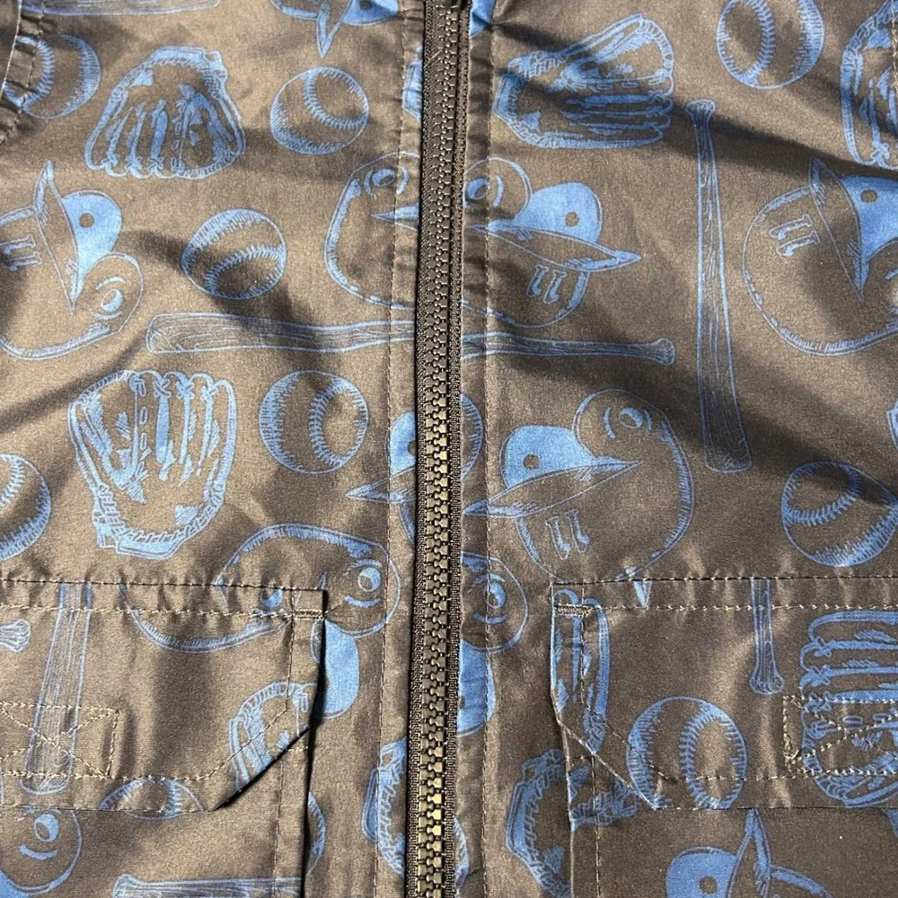 Carter's 3T Baseball Print Hooded Jacket –‎ Small Sleeve Tear